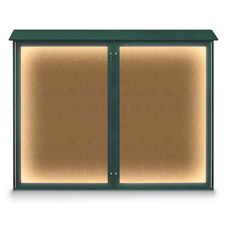 United Visual Products 24"x36" 1-Door Enclosed Outdoor Letterboard, Green Felt/Black Alum UV1160D-BLACK-GREEN